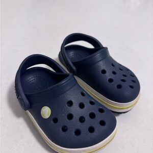 CROCS Kids Navy Blue Clog with Lime Accent